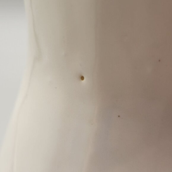 Old Brush Vase USA Pottery White Ceramic Flower Vase Tulip Edge 1940's 8" Tall - Picture 8 of 10